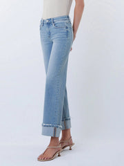 Blondie Mid Rise Cuffed Slim Wide Leg Jeans