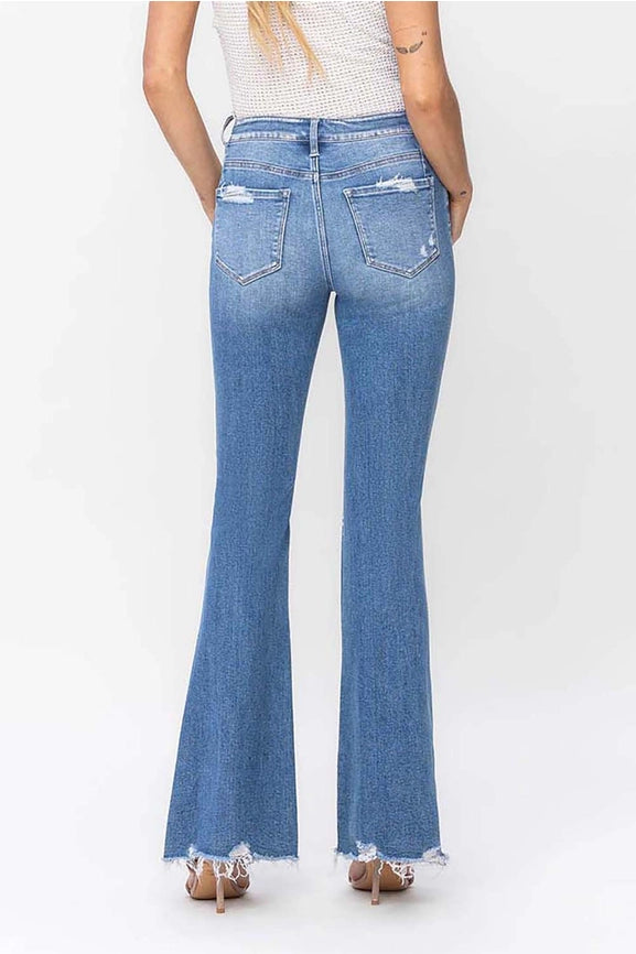 Groovy High Rise Panel Flare with Uneven Waist Jeans