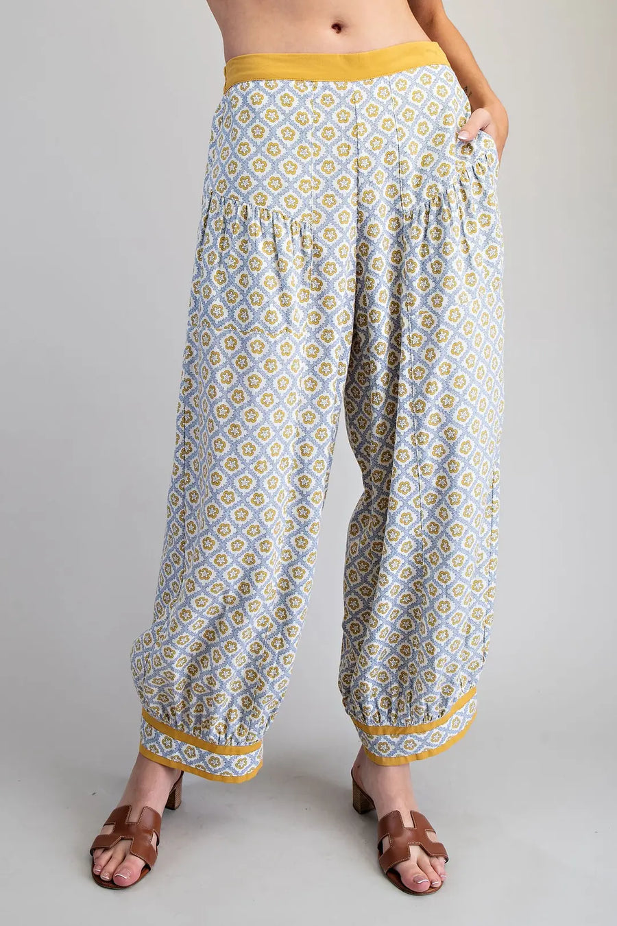 Phyllis Boho Geometric Floral Printed Pants