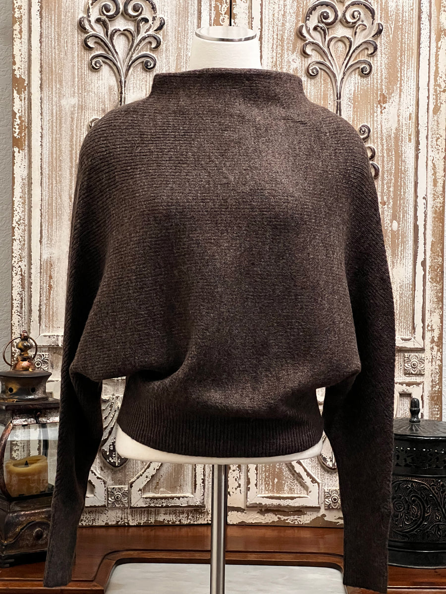 Emberly Cowl Neck Batwing Fitted Knitted Sweater