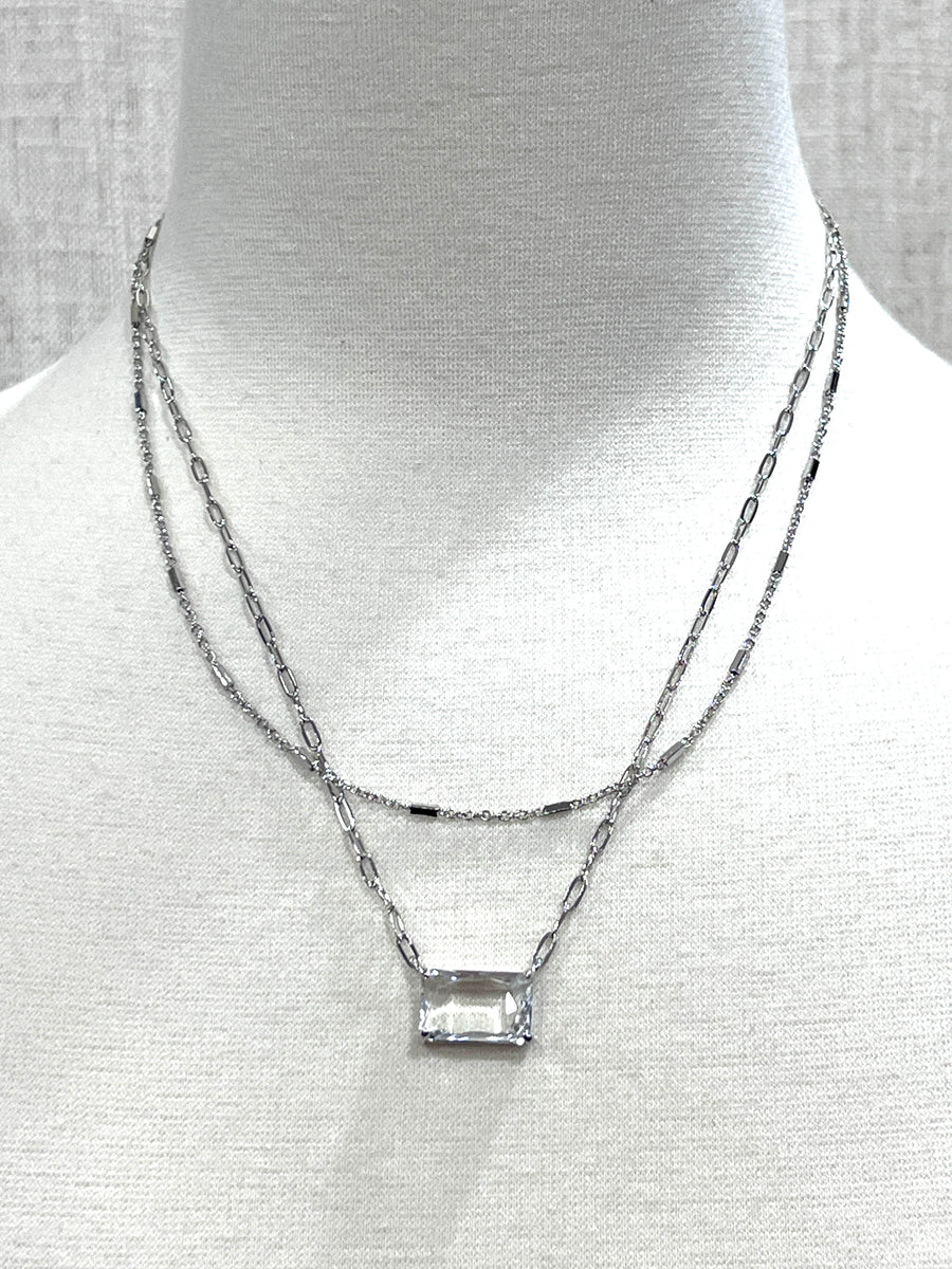 Meghan Browne Demi Silver Clear Necklace