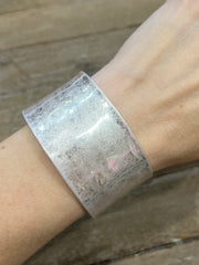 Worn Metal Wide Cuff Bracelet