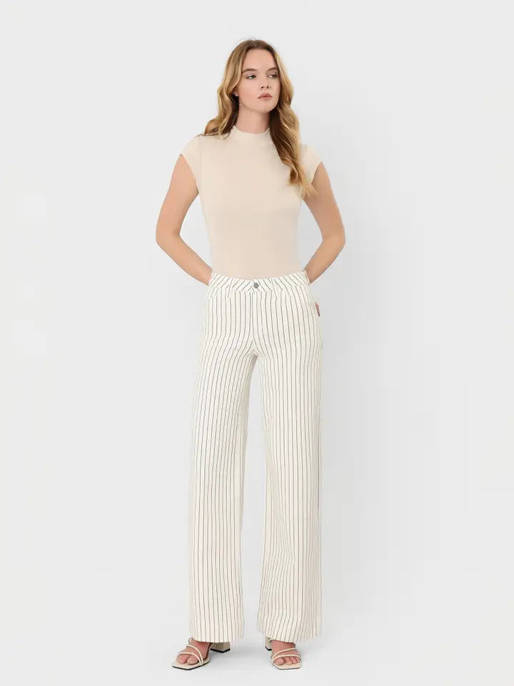 Mob Boss High Rise Striped Wide Leg Jeans
