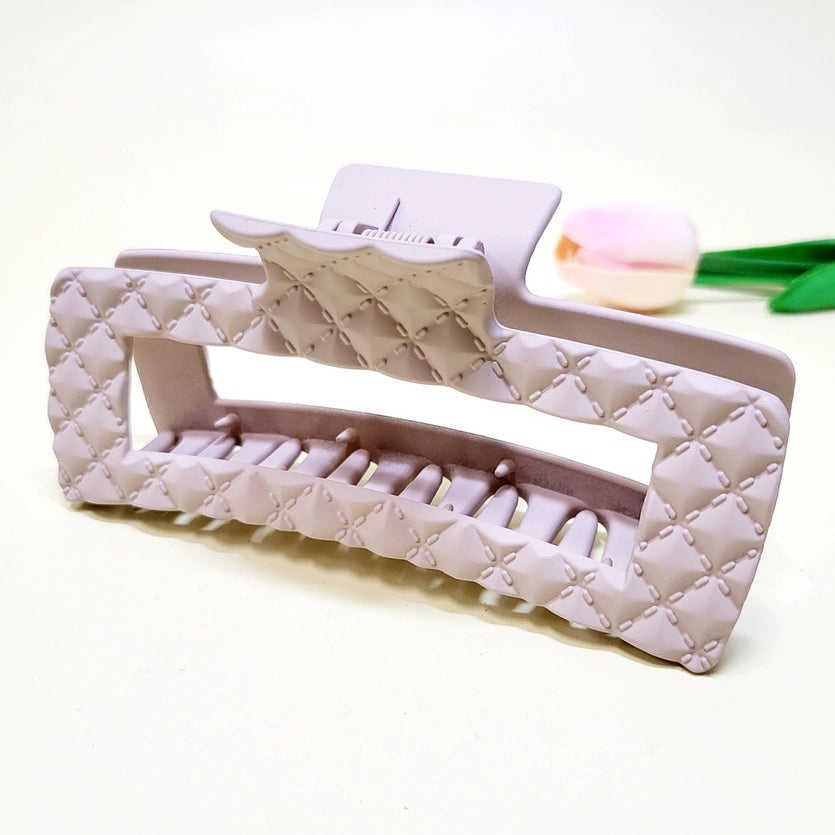 Alexandria Quilted Embossed Matte Color Hair Claw Clip