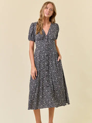 Davinna Ditzy Floral Print Midi Dress