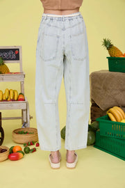Lariat Mini Stripe Barrel Jeans with Braided Rope Waist Tie