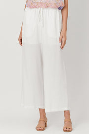 Pamela Drawstring Waist Linen Wide Leg Pants