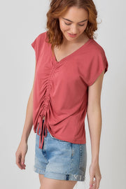Demi Front Drawstring Rouched Modal Top