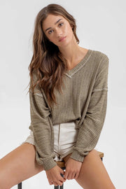 Ryanne V-Neck Long Sleeve Sweater Knit Top