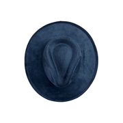 Vegan Pencil Curl Stiff Brim Fedora Hat: Peacock Blue