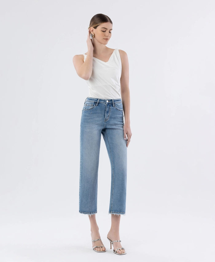 Loverboy Boyfriend Cut High Rise Slim Wide Crop Length Jean