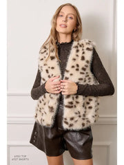 Snow Leopard Faux Fur Minky Vest
