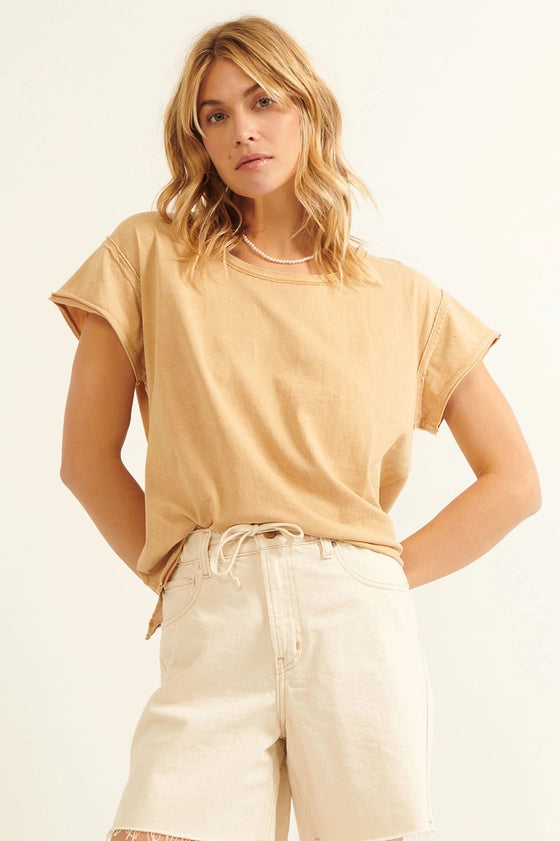 Vintage Basics Solid Color Mineral Washed Tee