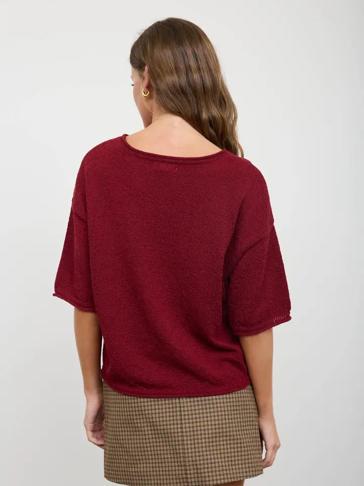 Daria Drop Shoulder Half Sleeve Knit Pullover Sweater
