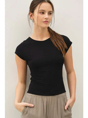 Fawna Cap Sleeve Crop Tee