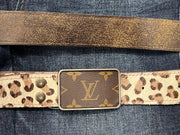 LV Belt Buckle with Louis Vuitton Upcycled Logo