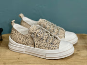 Aman Sparkle Lace Up Print Canvas Sneaker with Crystal Laces