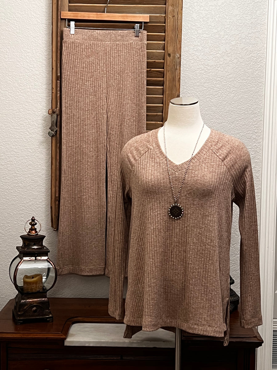 Chloe Oversized Pullover Knit Tunic Top & Yoga Waist Pull On Knit Pant Set