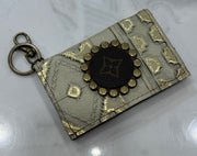 Becca Leather Card Case Wallet with LV Upcycled Nail-head Medallion Accent Logo