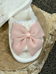 Pink Bow Plush Slippers