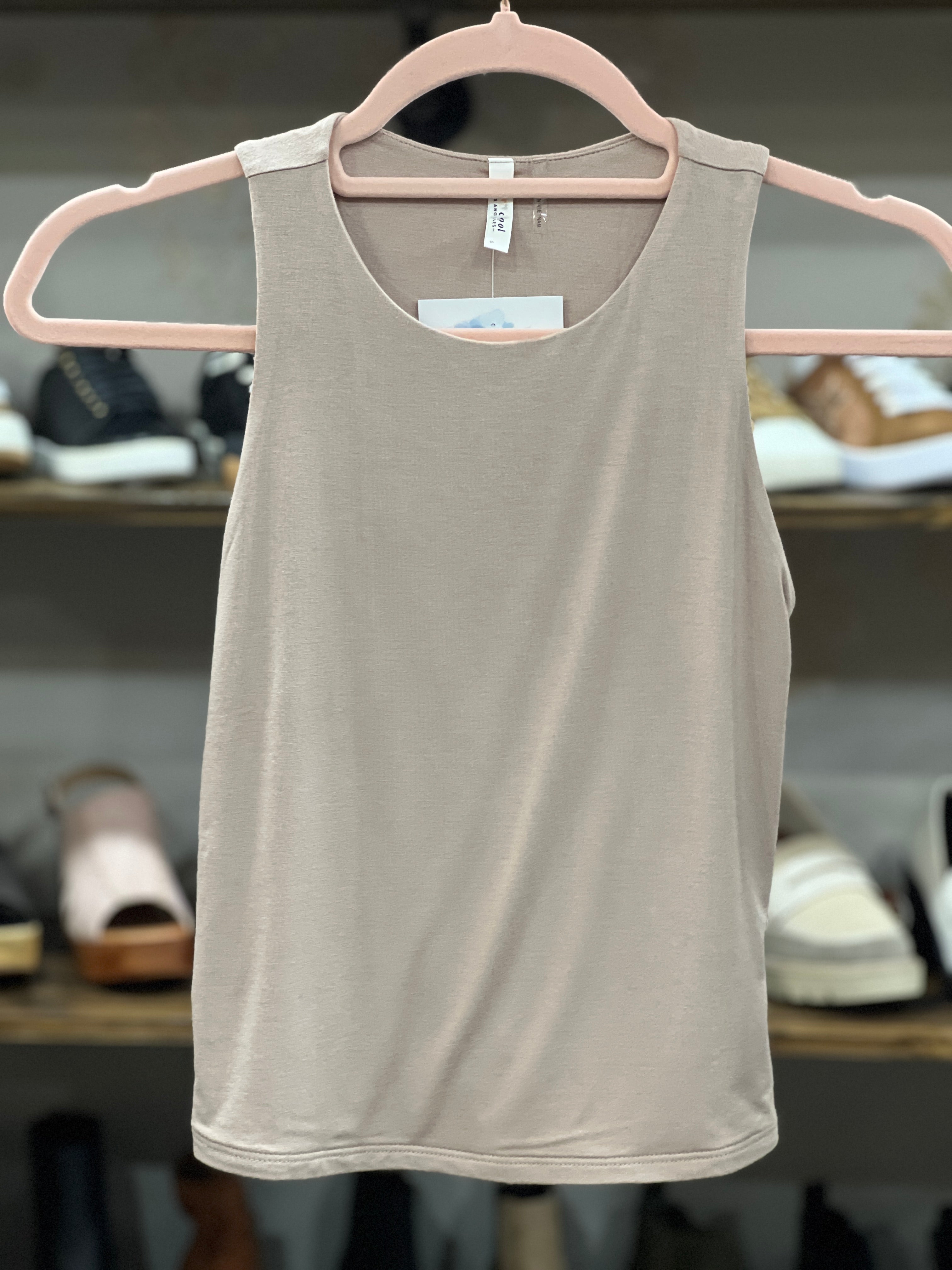 Nellie Basic High Round Neck Jersey Tank Top