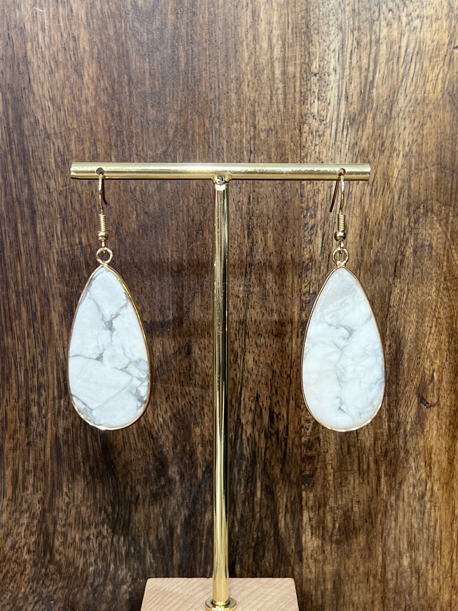 Teardrop Dangle Stone Earrings