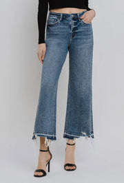 Poison Super High Rise Wide Leg Destroyed Crop Jeans