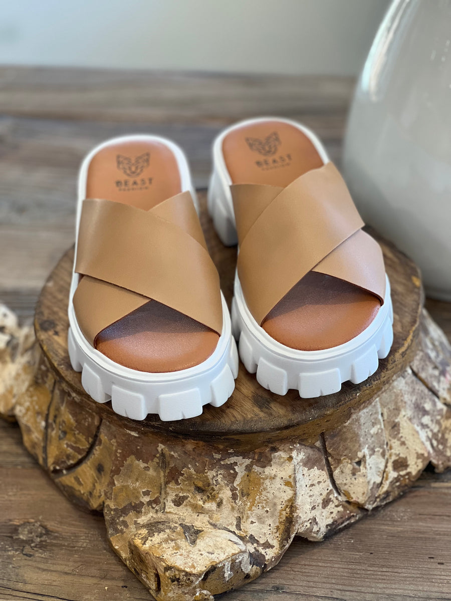 Macy Cross Strap Slide Sandals