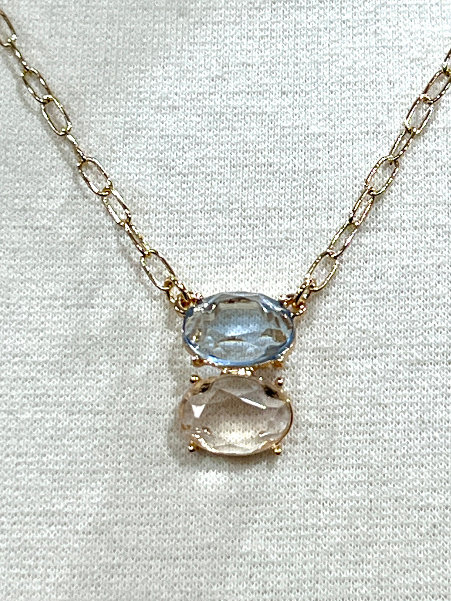 Meghan Browne Dulla Blue/Clear Gold Necklace