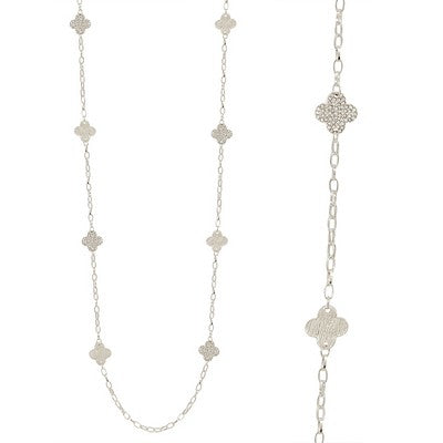 Meghan Browne Alma Silver Crystal Long Necklace