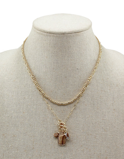 Meghan Browne Archi Jasper Gold Charm  Necklace