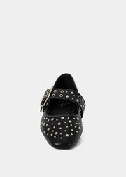 Avril - Black Studs - Mary Jane Flats by Shu Shop