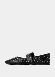 Avril - Black Studs - Mary Jane Flats by Shu Shop