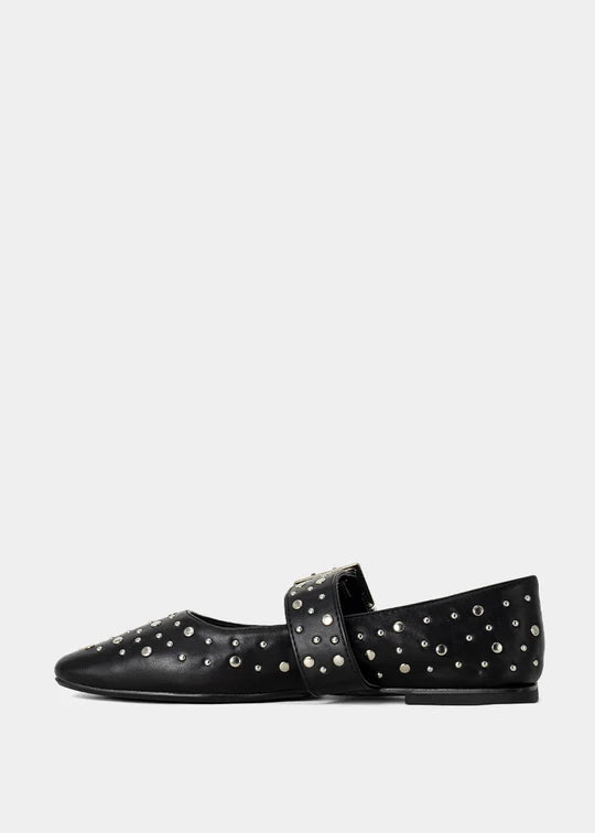 Avril - Black Studs - Mary Jane Flats by Shu Shop