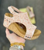 Isabella Tooled Cork Wedge Sandal