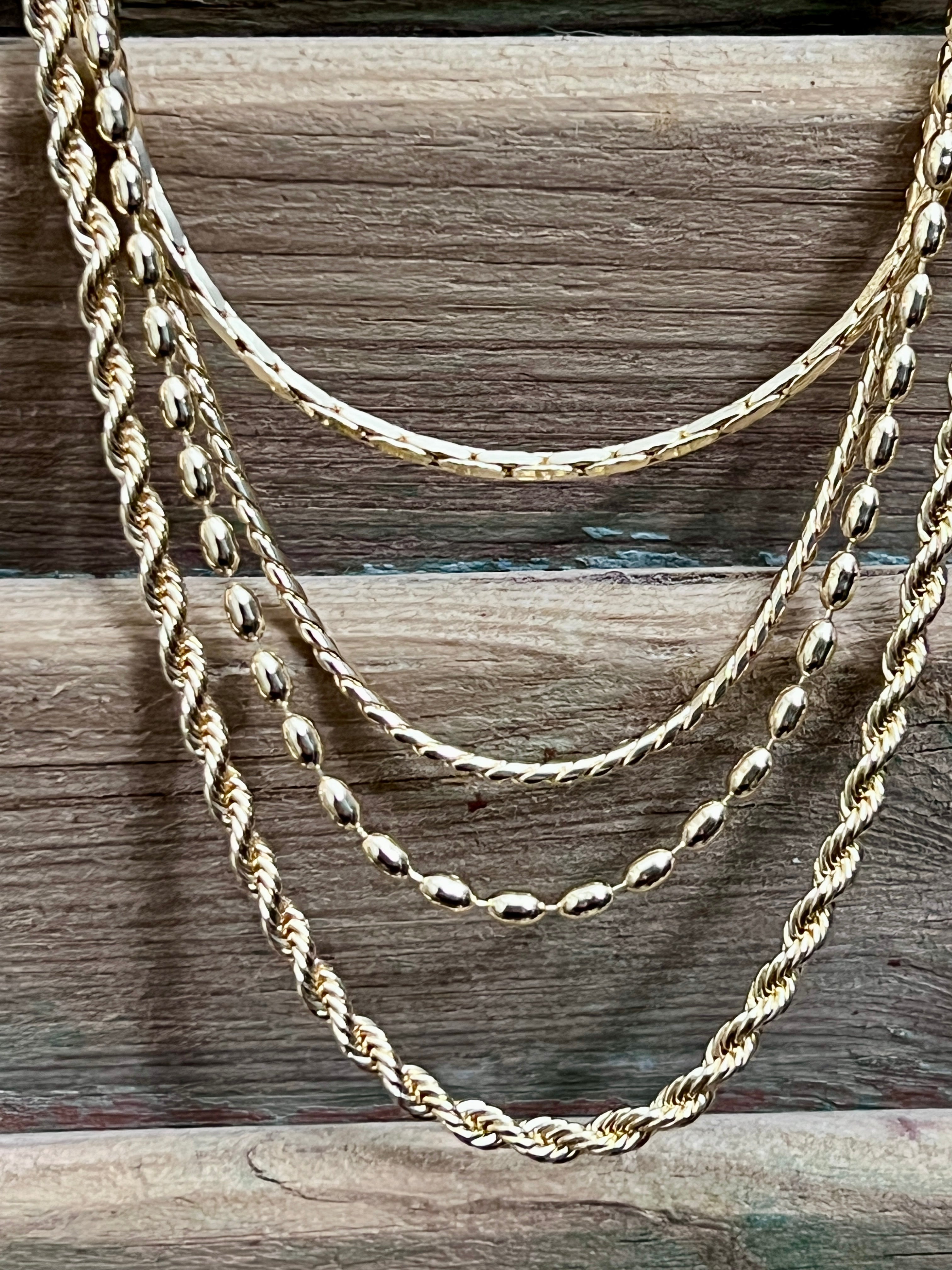 Four Layer Gold Chains Collection Necklace