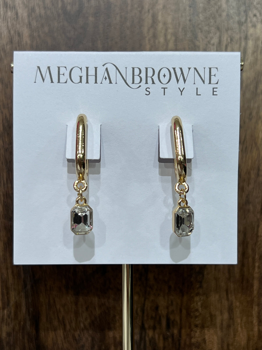 Meghan Browne Pod Gold Clear Drop Hoop Earrings
