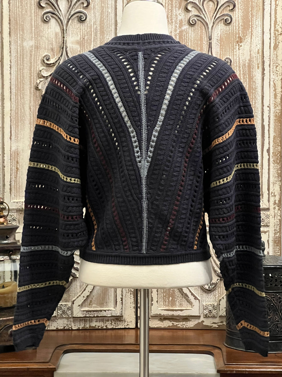 Layne Multicolor Bias Stripe Sweater with Dolman Sleeves