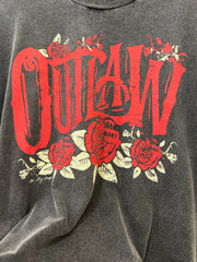 Vintage "Outlaw" Roses Acid Wash Graphic Tee