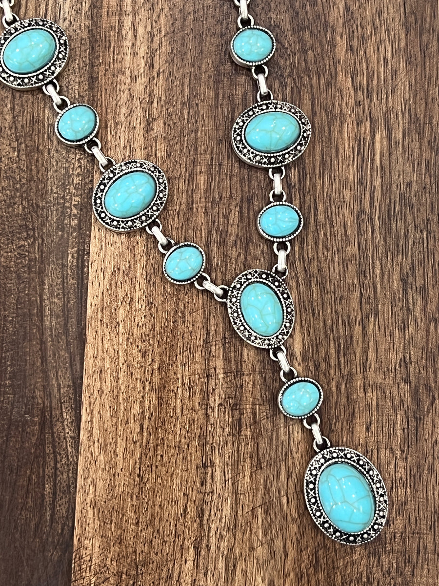 Ovalia Southwestern Turquoise Multi Stone Necklace