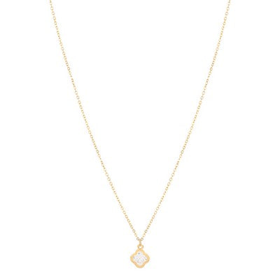 Meghan Browne Bodi Gold Chain Necklace with Clear Clover Stone Necklace