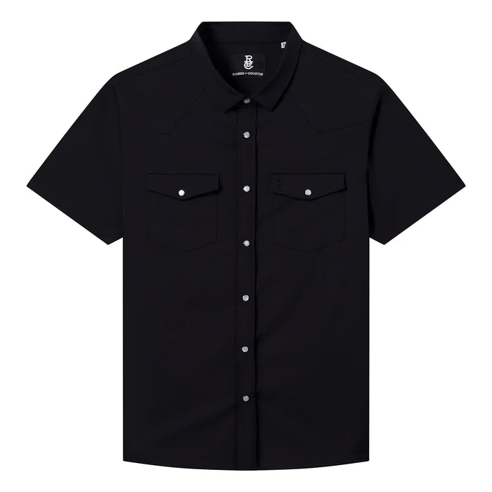 Go Everywhere Solid Pearl Snap Short Sleeve Shirt by Raised By Coyotes