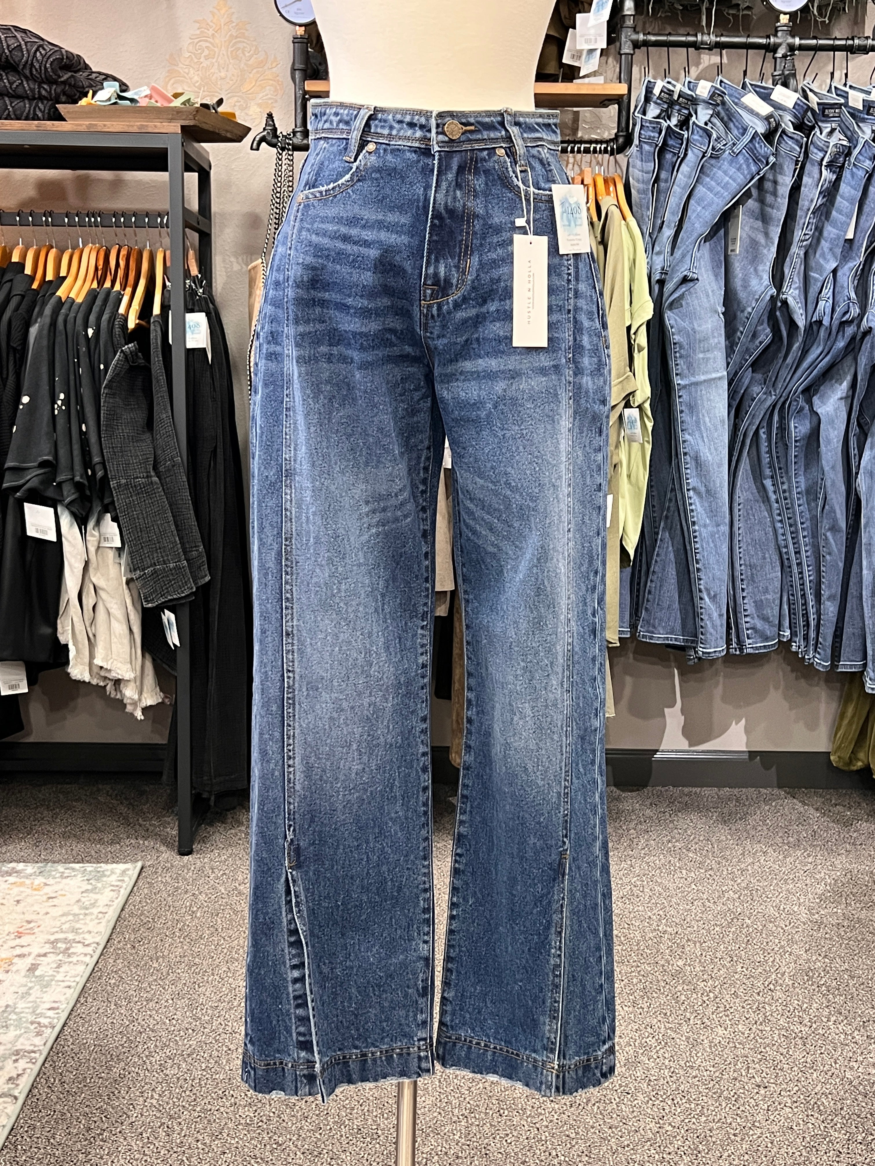 Ember Custom Exclusive High Rise Loose Wide Leg Denim Jeans