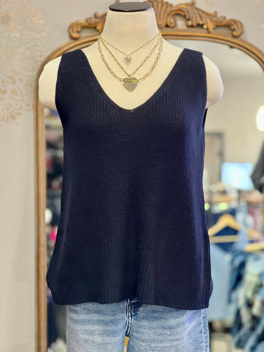 Paris Deep V Knitted Sweater Tank Top