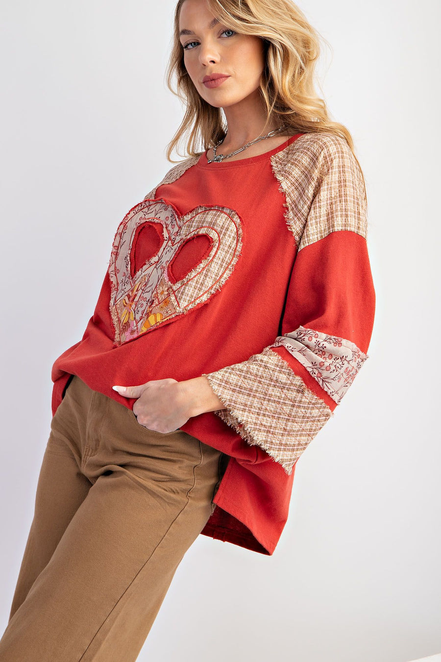 Romance Heart Mixed Patchwork Pullover