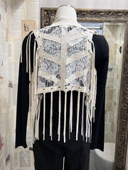 Saloon Lace & Eyelet Fringe Mini Vest