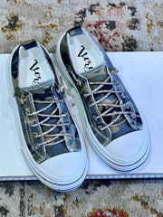 Aman Sparkle Lace Up Print Canvas Sneaker with Crystal Laces