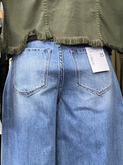 Beautiful CrAzY Super High Rise Wide Leg Crop Denim Jeans with Frayed Hem