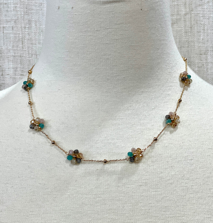 Meghan Browne Fuller Light Multi Floral Delicate Necklace