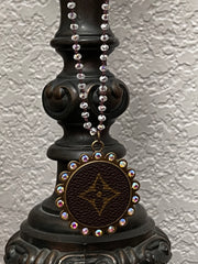 "Charming" Bling Upcycled LV Charm Long Beaded Necklace